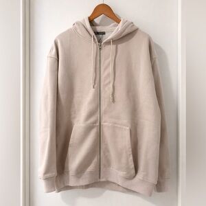 Zara Oversized Mauve Zip Up Hoodie Size S NWT Cozy Minimal Lounge